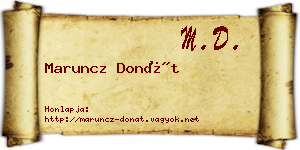 Maruncz Donát névjegykártya
